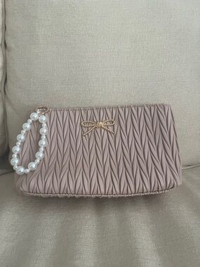 Vince Camuto Pleated Wristlet Clutch with Pearl Wristlet